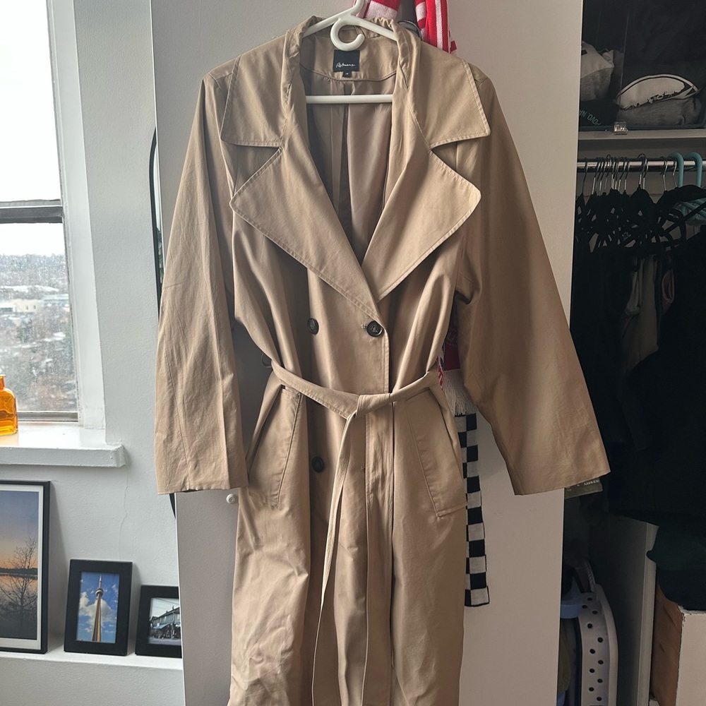Reitmans Tan Double-Breasted Trench Coat